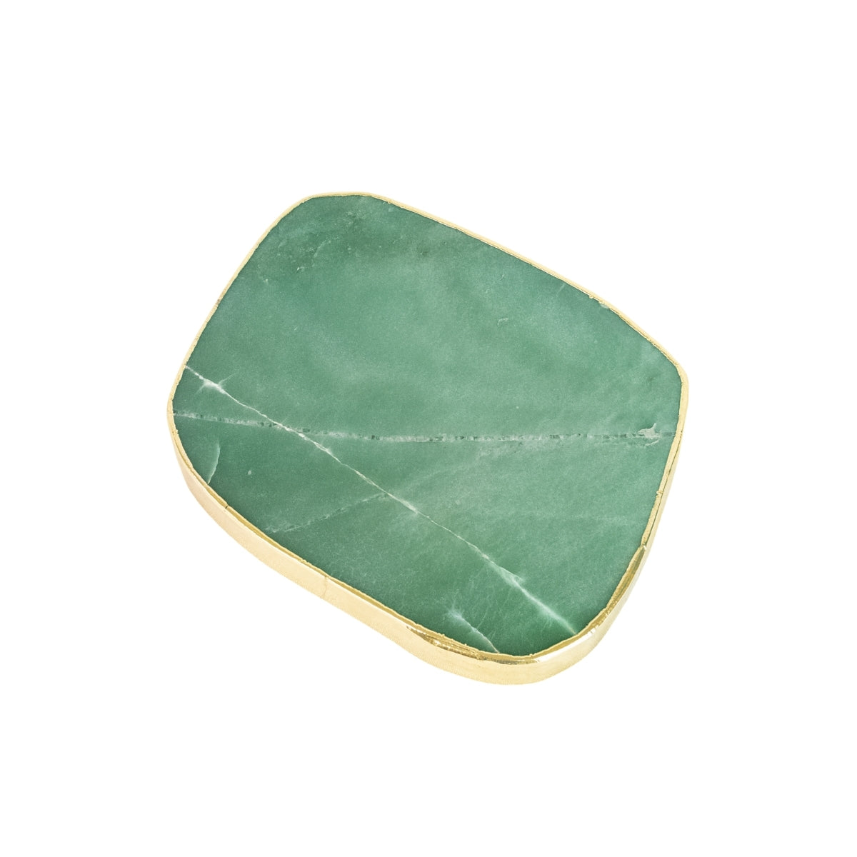 Bandeja Quartzo Verde Extra Polido Borda Banho Ouro 24k - 2,635 kg