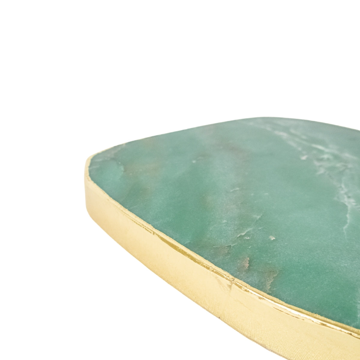 Bandeja Quartzo Verde Extra Polido Borda Banho Ouro 24k - 2,635 kg