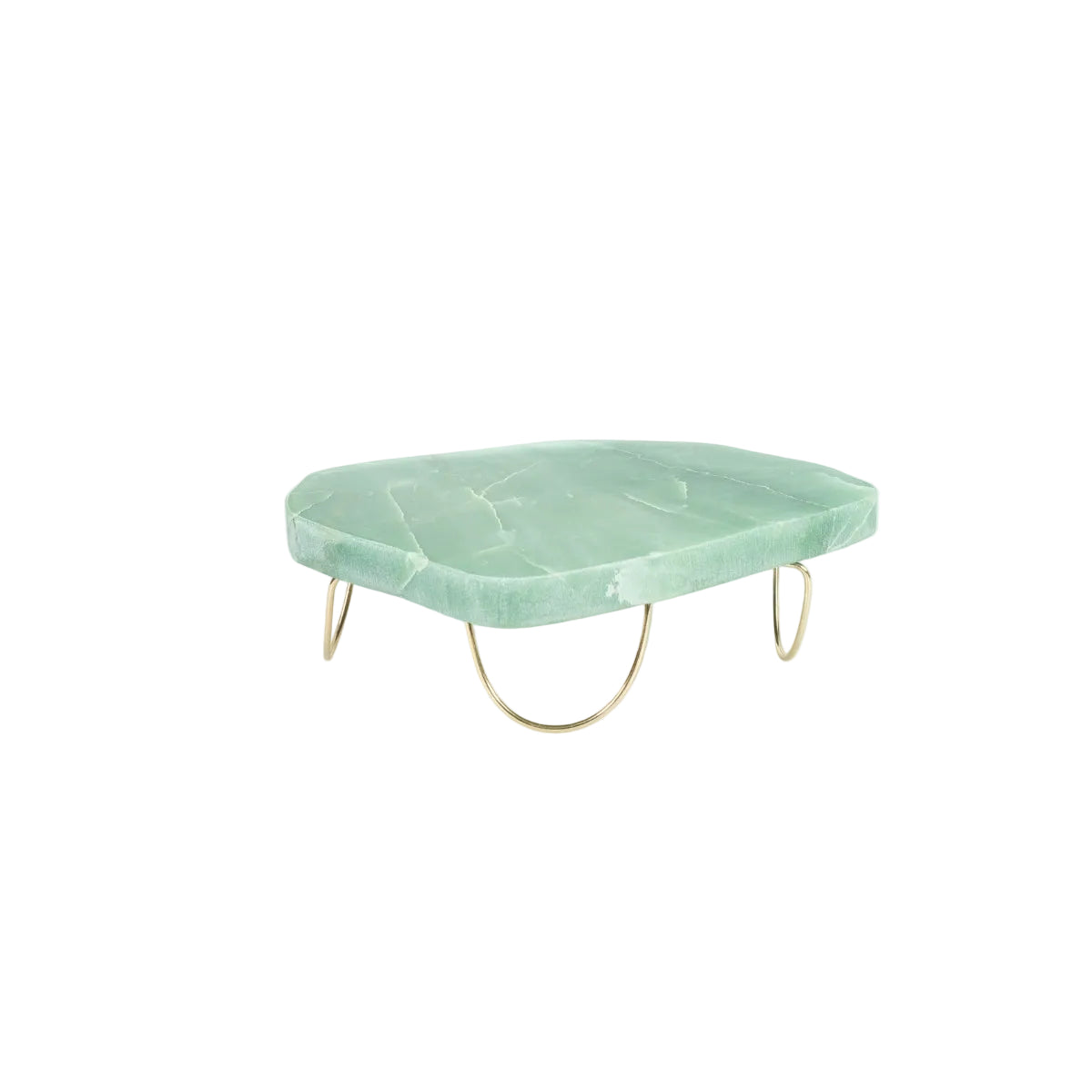 Bandeja Quartzo Verde Extra Polido Pés Dourado