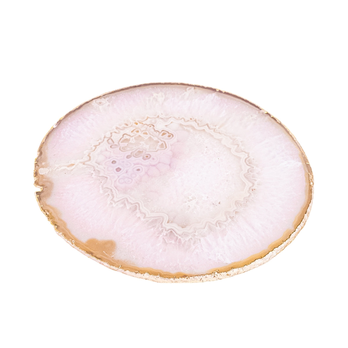 Bandeja Ágata Natural Cristalizada Borda Banho Ouro 24k - 509 gramas