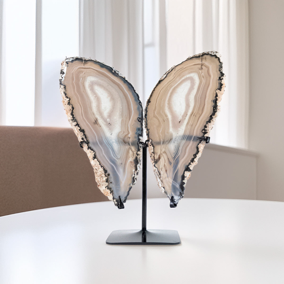 Borboleta Chapa Ágata Tons Cinza Natural Polida 2,450 kg