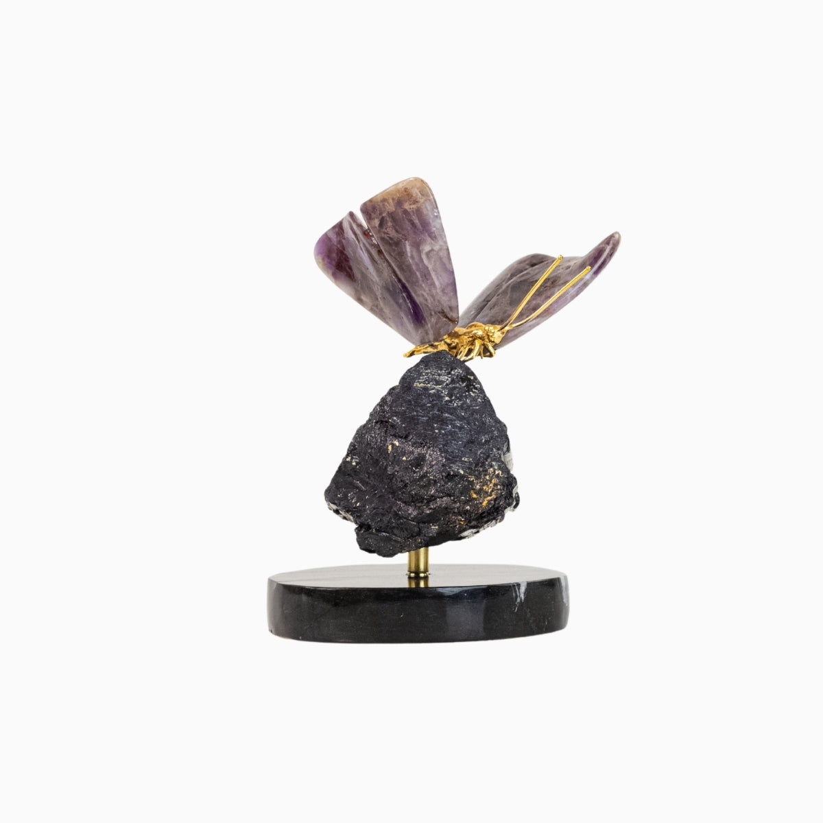 Borboleta Esculpida em Super Seven na Base de Turmalina Negra 1,654 kg