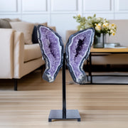 Borboleta Geodo Ametista na Base Metal Preto 22,1 kg