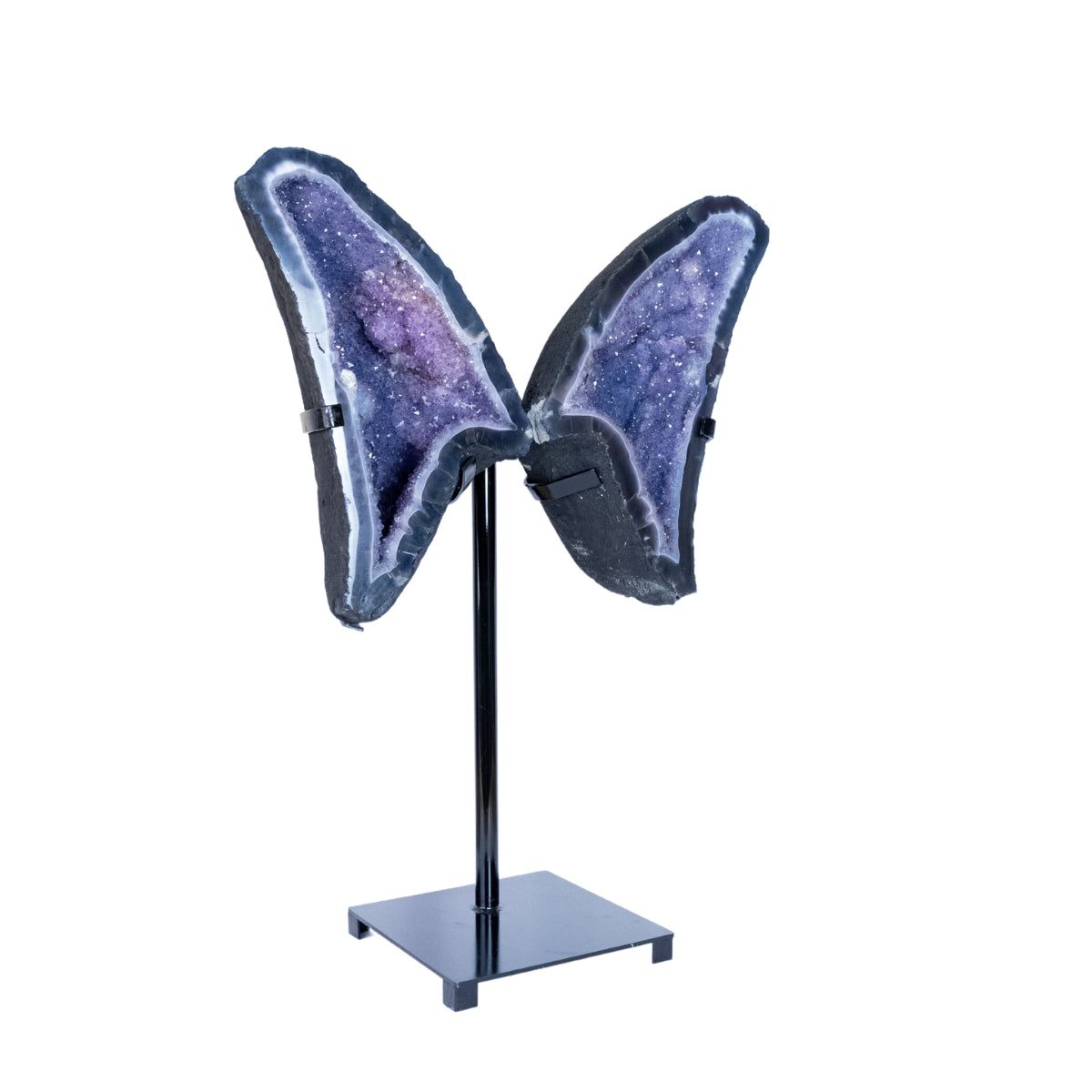 Borboleta Geodo Capela Ametista na Base Metal Preto 23,3 kg