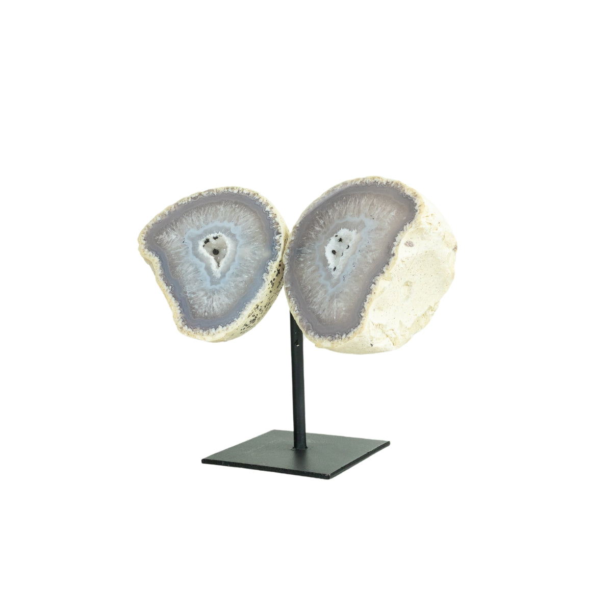 Borboleta de Ágata Cinza Natural na Base Metal 904 gramas
