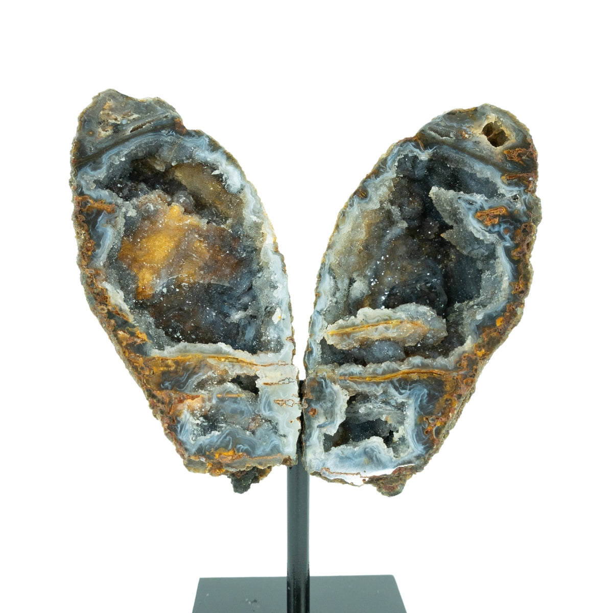 Borboleta de Ágata Cristalizada Natural na Base Metal 538 gramas