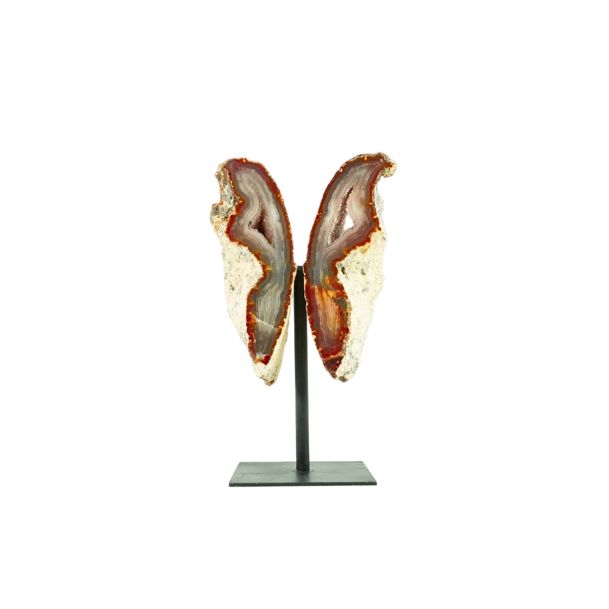 Borboleta de Ágata Cristalizada Natural na Base Metal 876 gramas