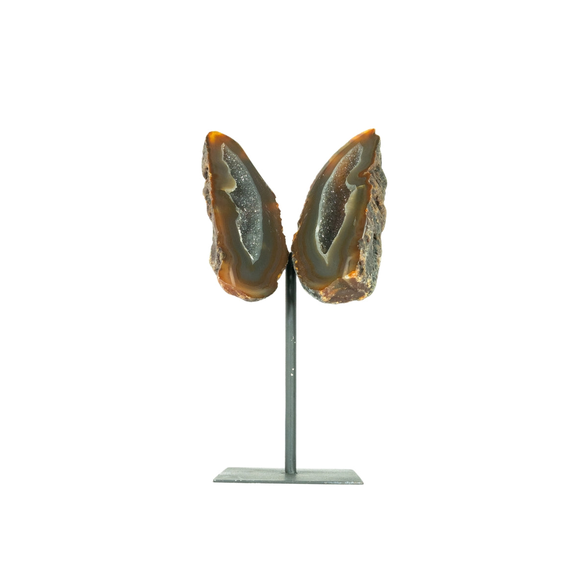 Borboleta de Ágata Cristalizada Natural na Base Metal 993 gramas