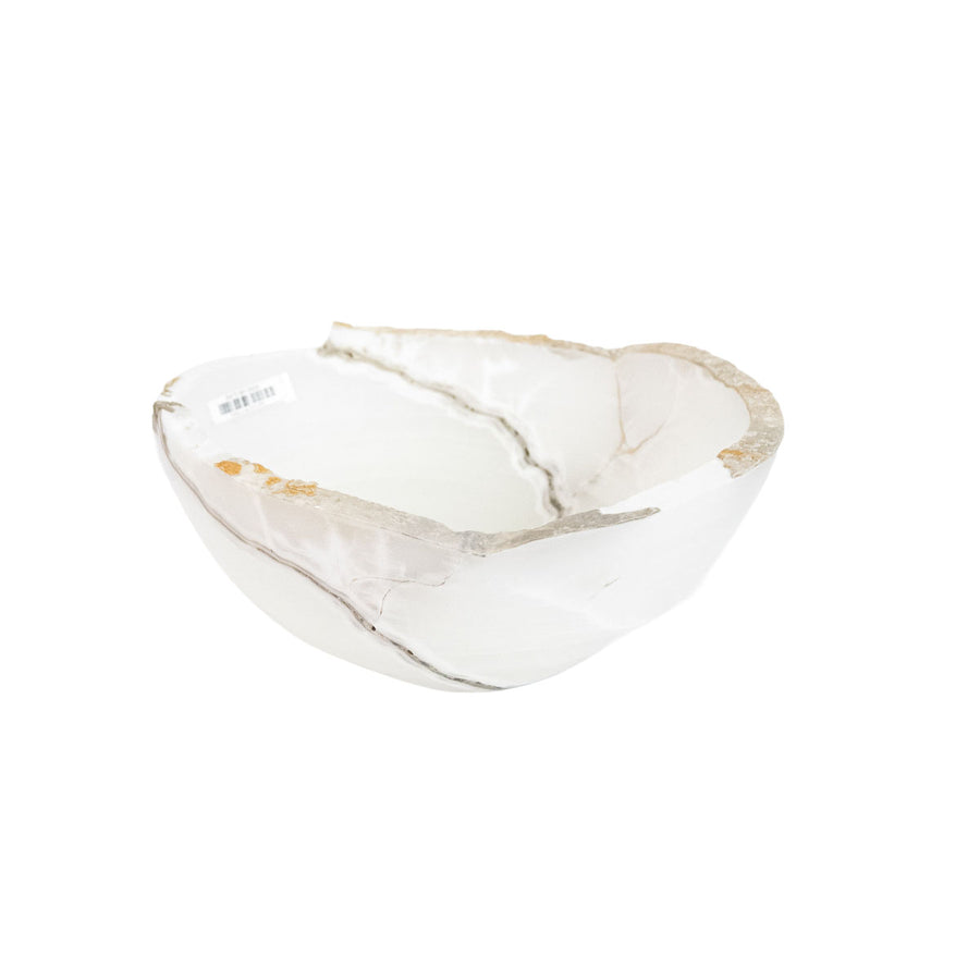Bowl Calcita Branca Alemã com Veios Cinza