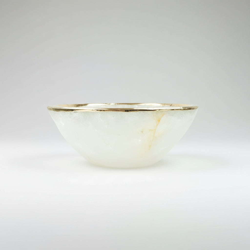 Bowl Quartzo Cristal Borda Banho Ouro