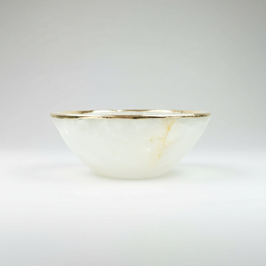 Bowl Quartzo Cristal Borda Banho Ouro
