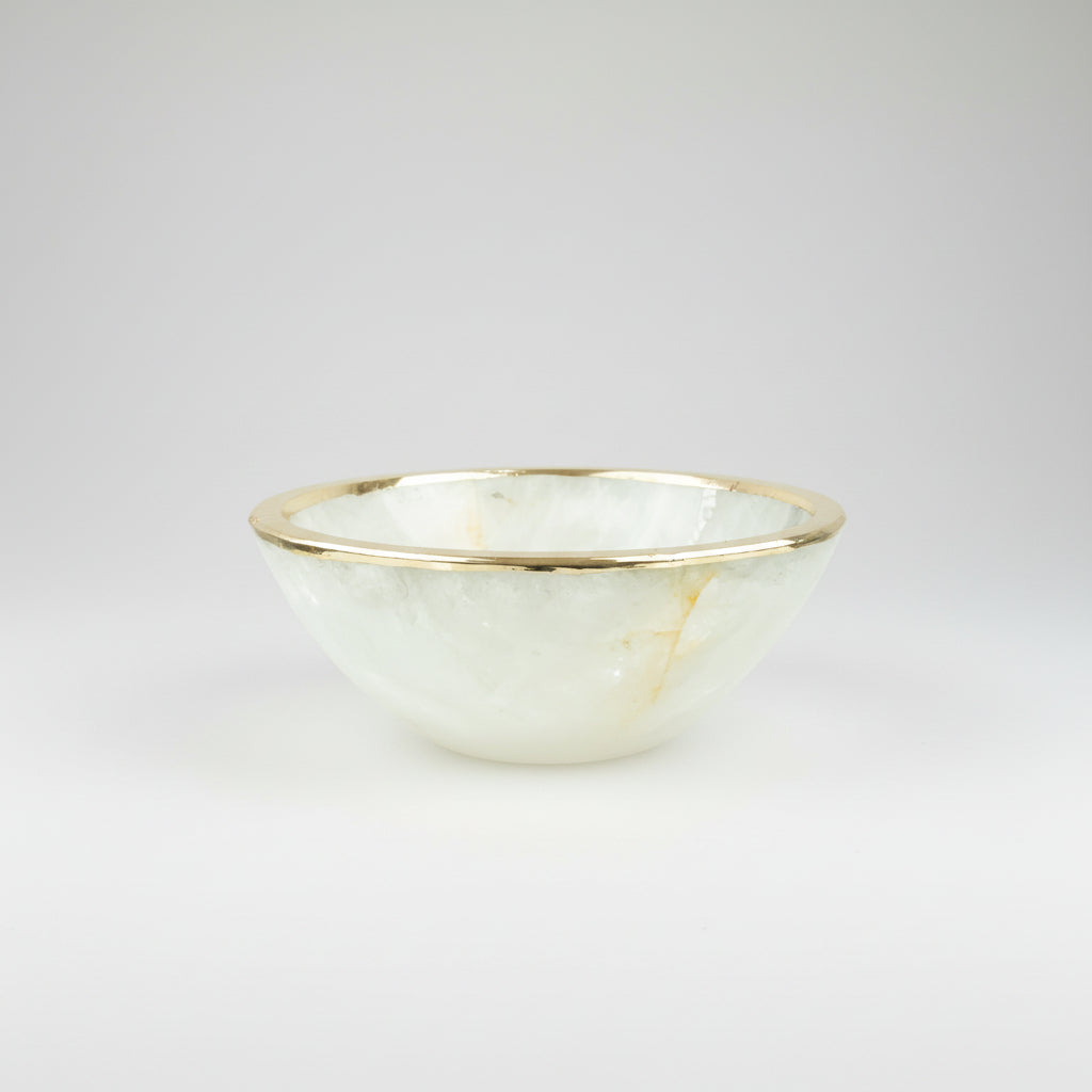 Bowl Quartzo Cristal Borda Banho Ouro