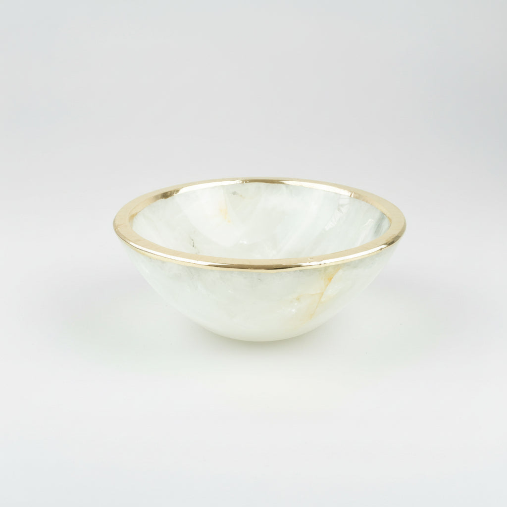 Bowl Quartzo Cristal Borda Banho Ouro