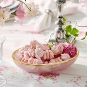 Bowl Quartzo Rosa Extra Borda Banho Ouro