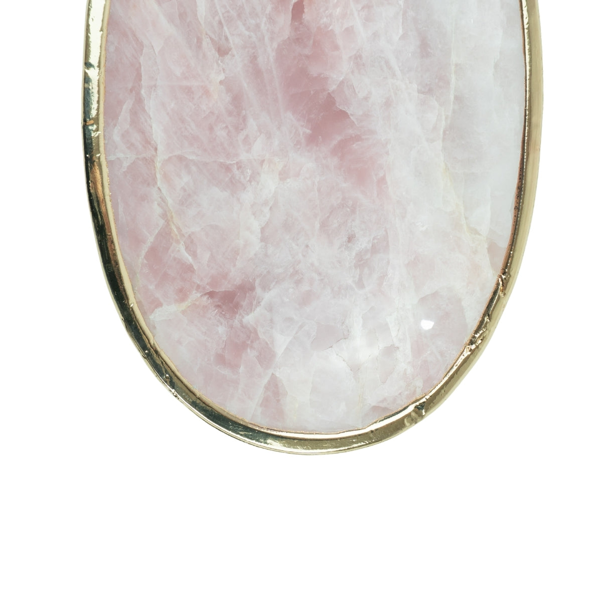 Bowl Quartzo Rosa Extra Borda Banho Ouro
