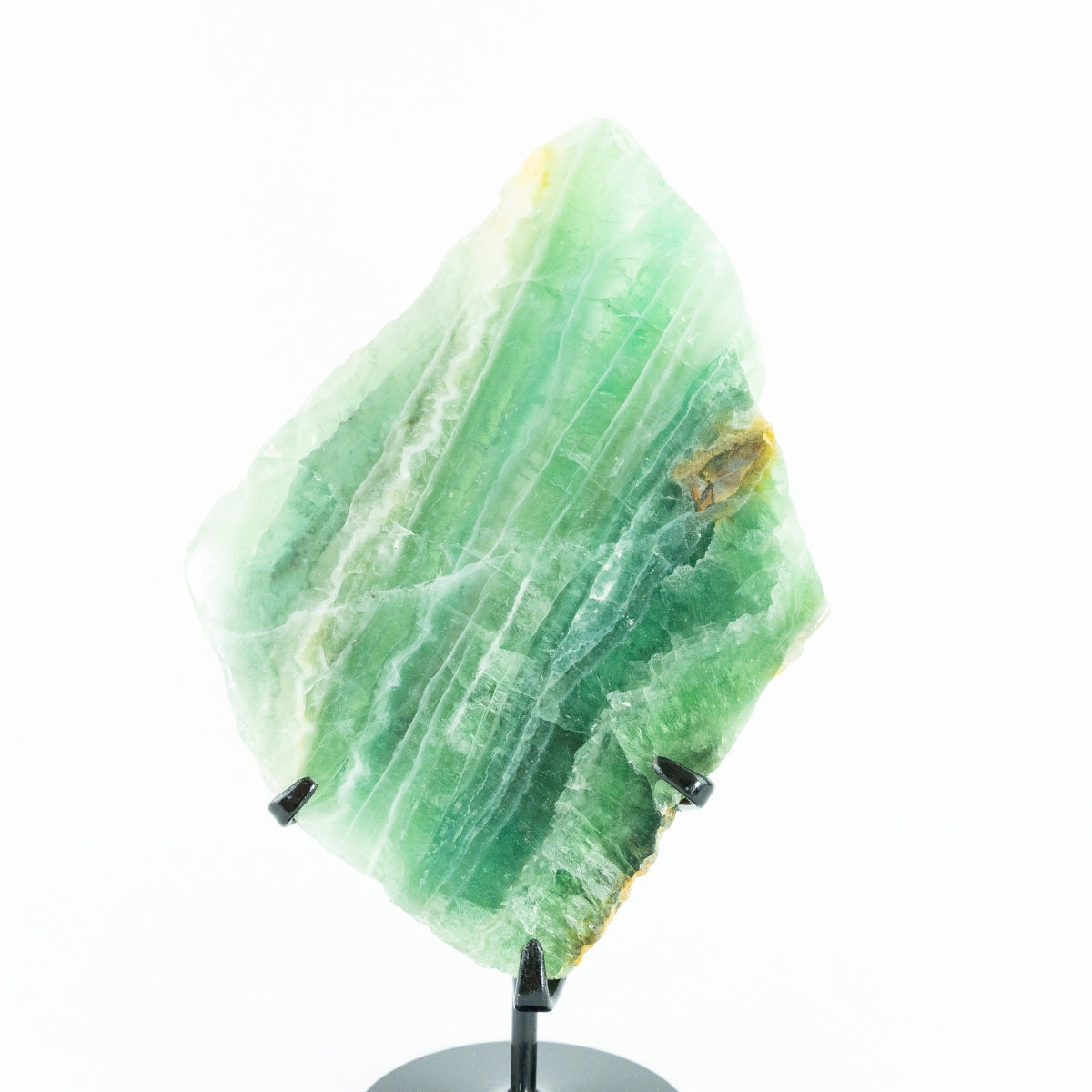 Chapa Pedra Fluorita Verde Natural na Base Metal Preto 991 gramas