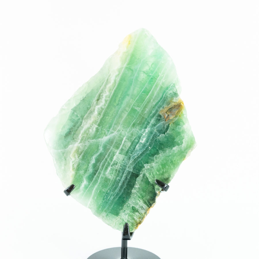 Chapa Pedra Fluorita Verde Natural na Base Metal Preto 991 gramas