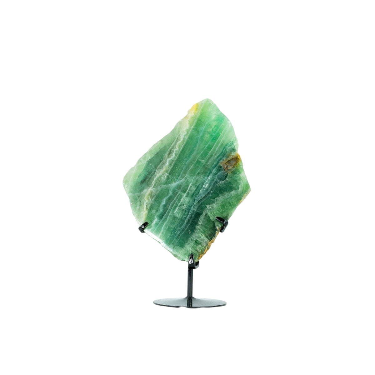 Chapa Pedra Fluorita Verde Natural na Base Metal Preto 991 gramas