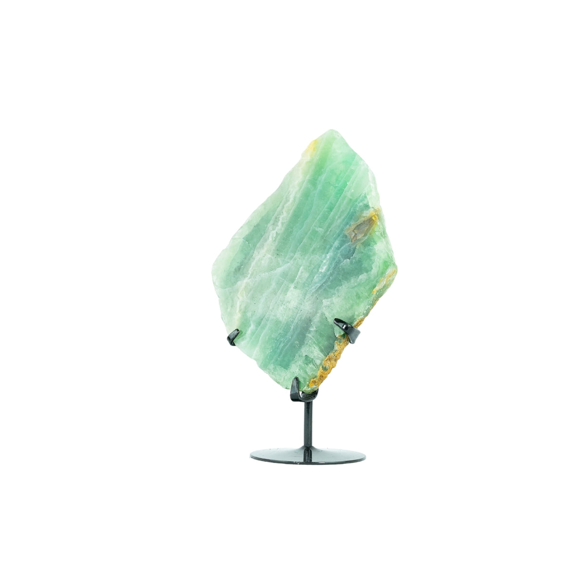 Chapa Pedra Fluorita Verde Natural na Base Metal Preto 991 gramas