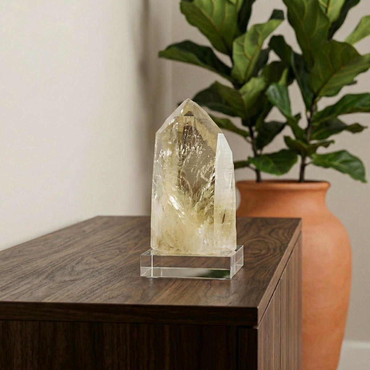 Citrino Natural Cristalizado Lemuriano na Base Acrílica 1,061 kg