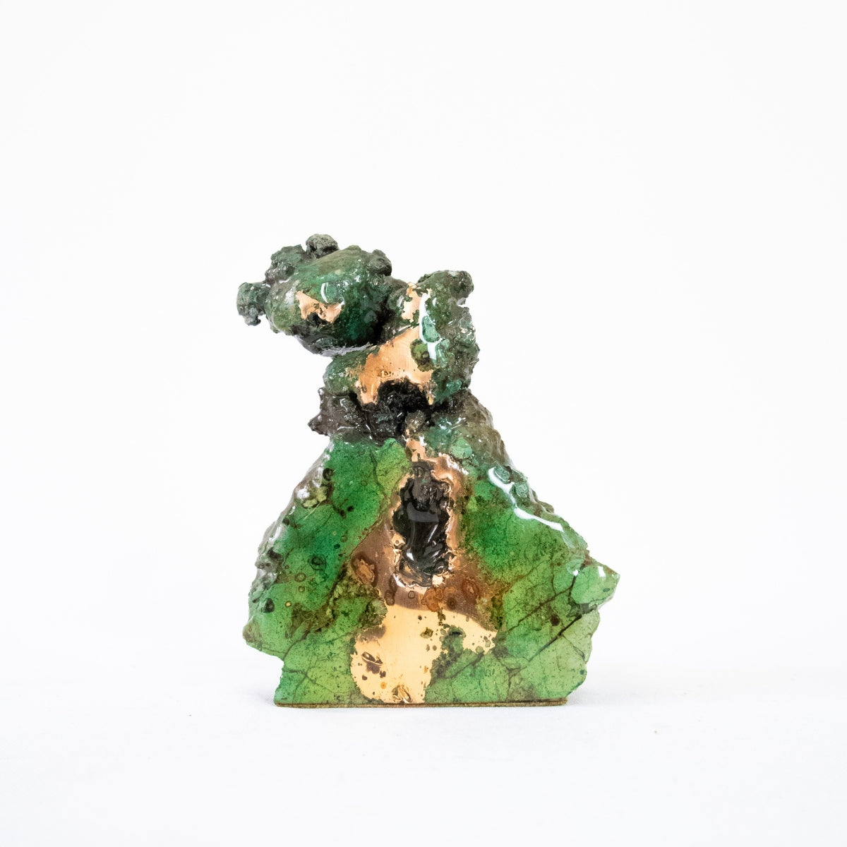 Cobre Nativo com Inclusão de Malaquita Face Polida ( Formação Rara ) 898 gramas ( Coleção )