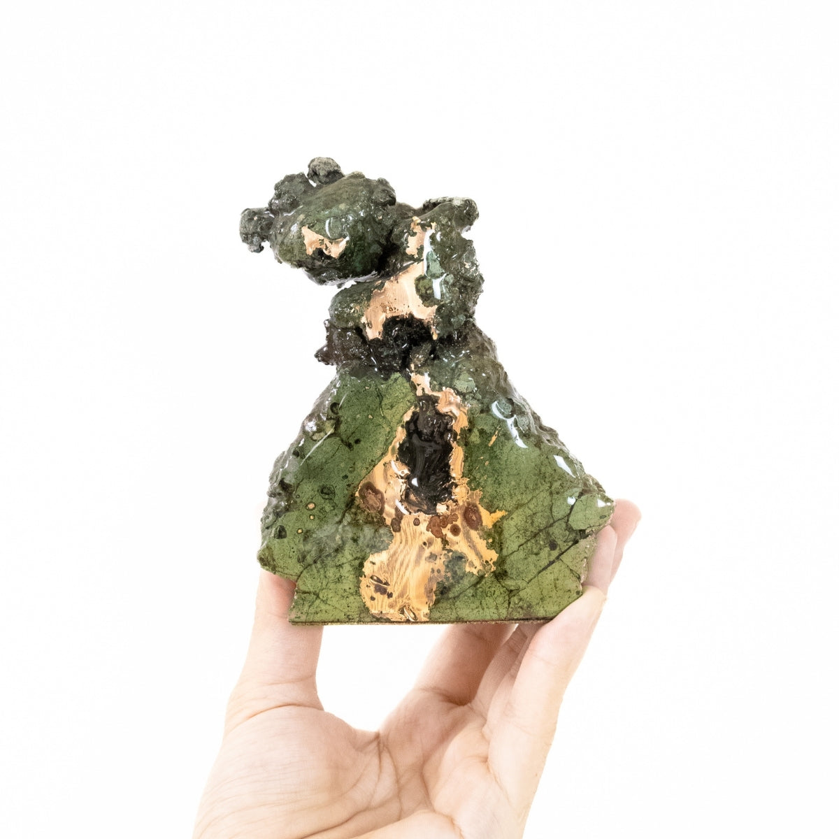 Cobre Nativo com Inclusão de Malaquita Face Polida ( Formação Rara ) 898 gramas ( Coleção )