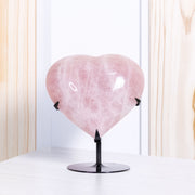 Coração Quartzo Rosa Extra Polido na Base Metal Preto 4,00 kg