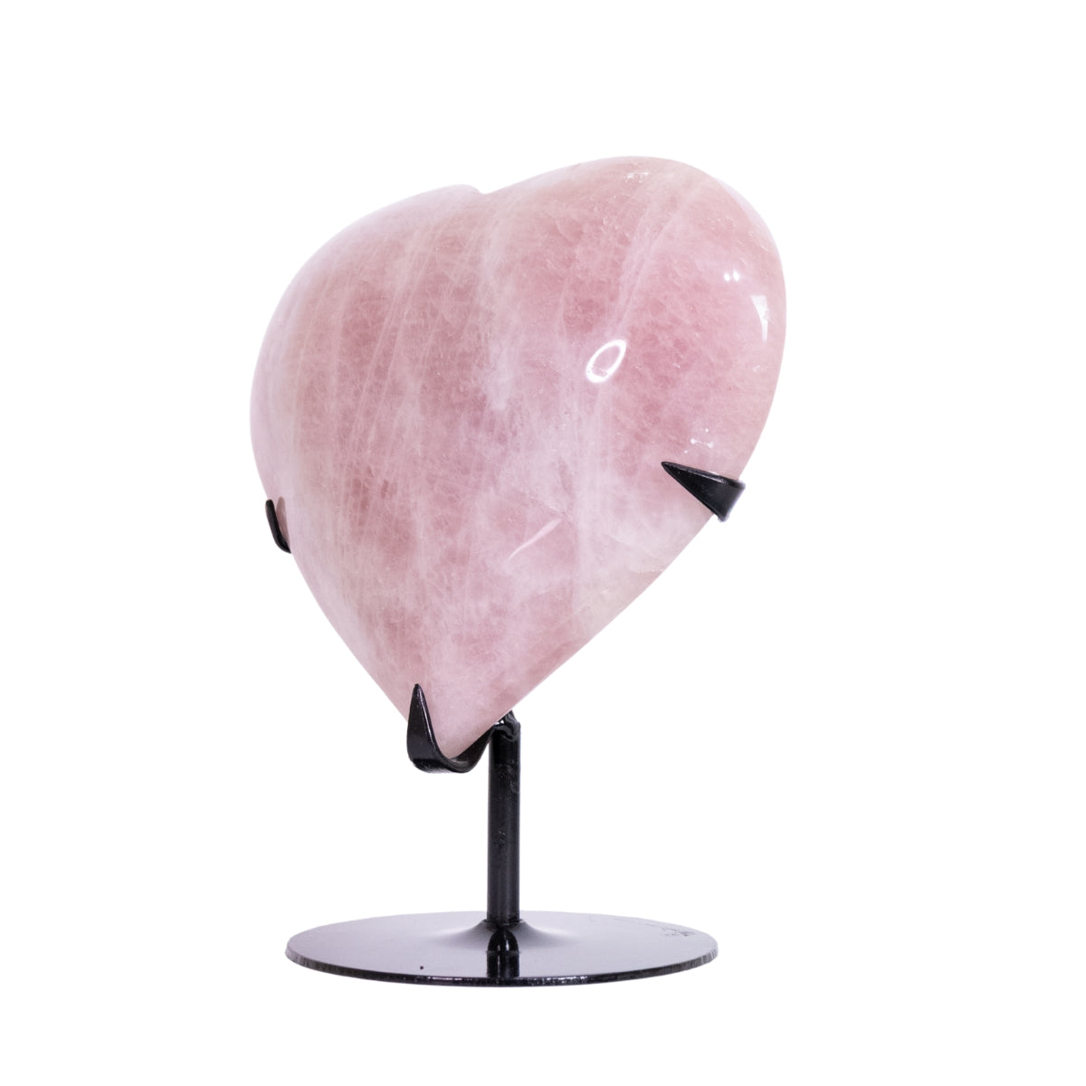 Coração Quartzo Rosa Extra Polido na Base Metal Preto 4,00 kg