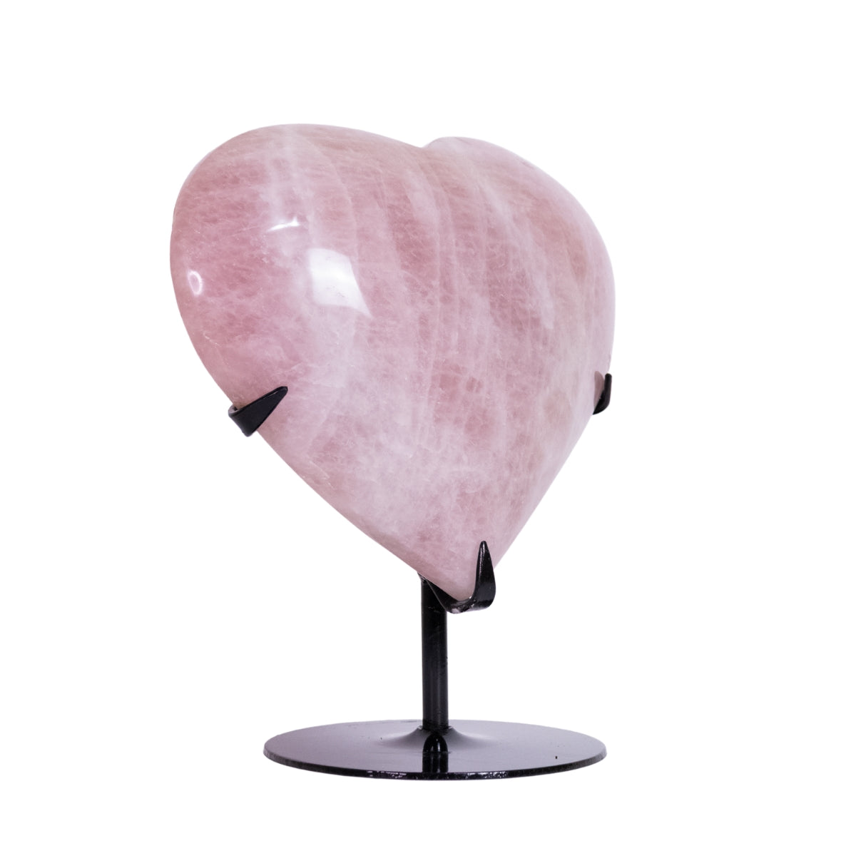 Coração Quartzo Rosa Extra Polido na Base Metal Preto 4,00 kg