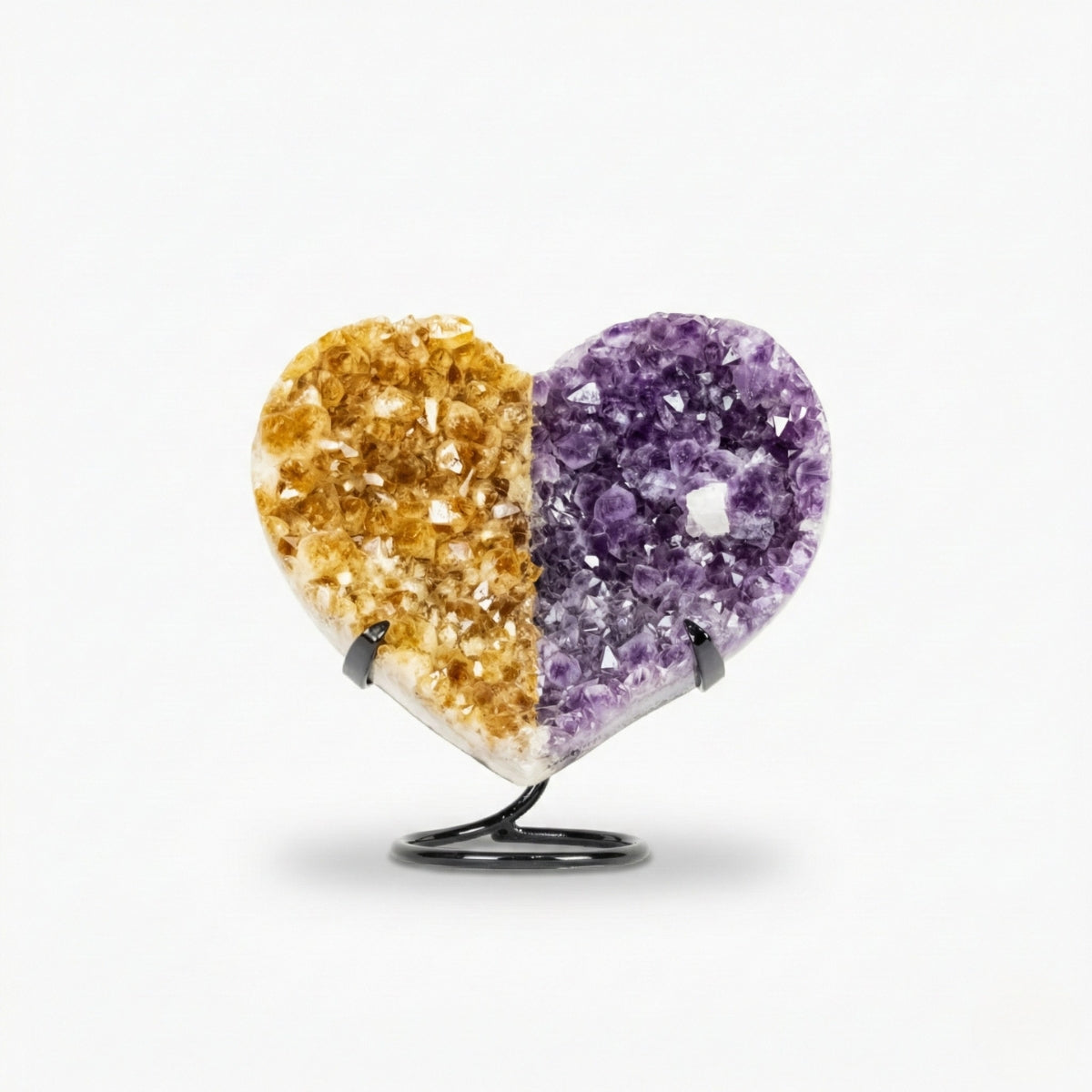 Coração Drusa de Ametista e Citrino na Base Metal Preto 8,300 kg