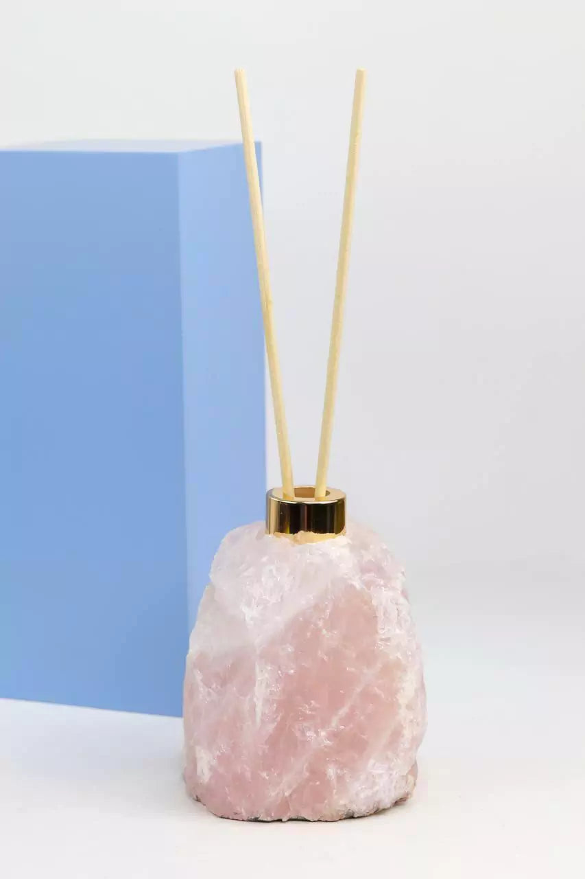 Difusor Quartzo rosa Banho Ouro