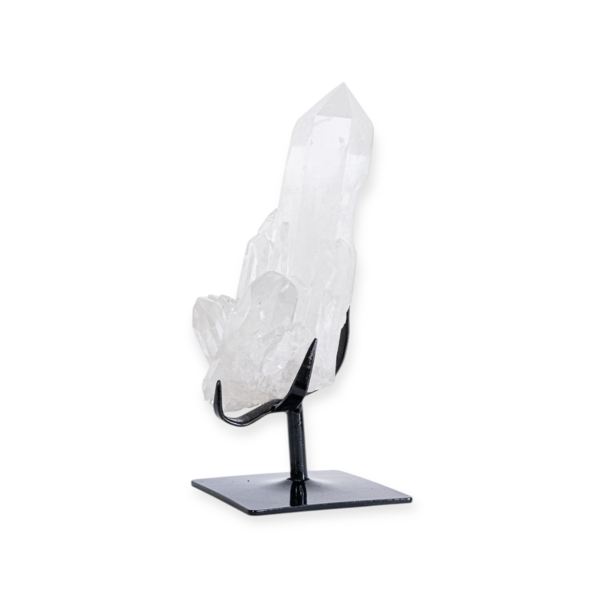 Drusa Cristal de Quartzo kundalini Alta Pureza Lemuriano 1,460 kg (raro) Base Metal Preto