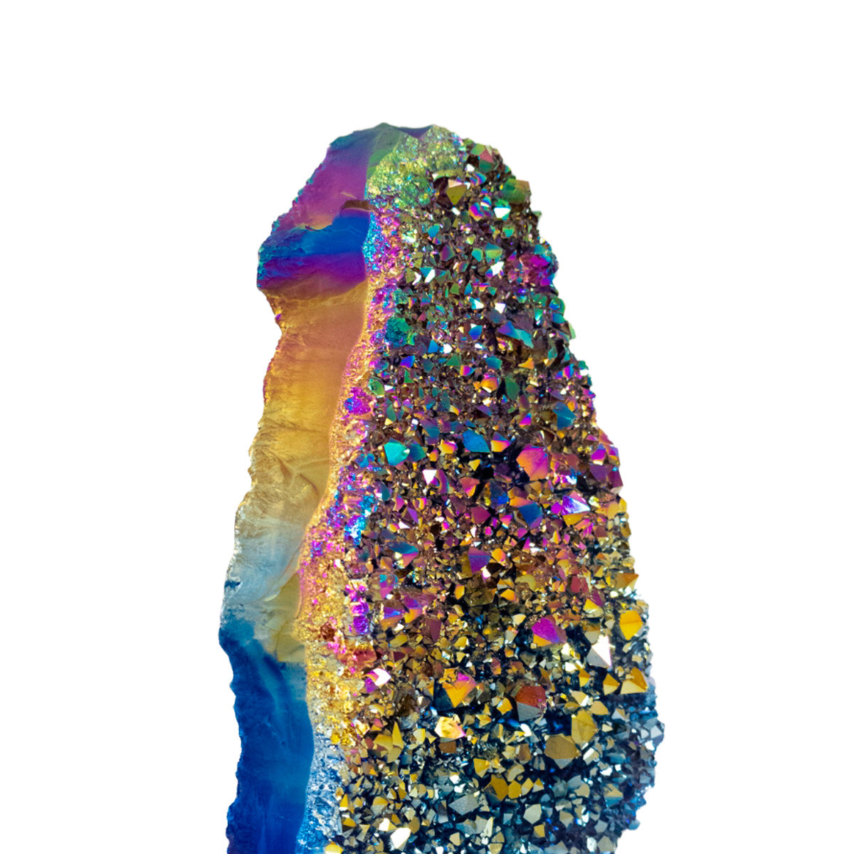 Drusa Quartzo Titânio Rainbow na Base Acrílica 695 gramas