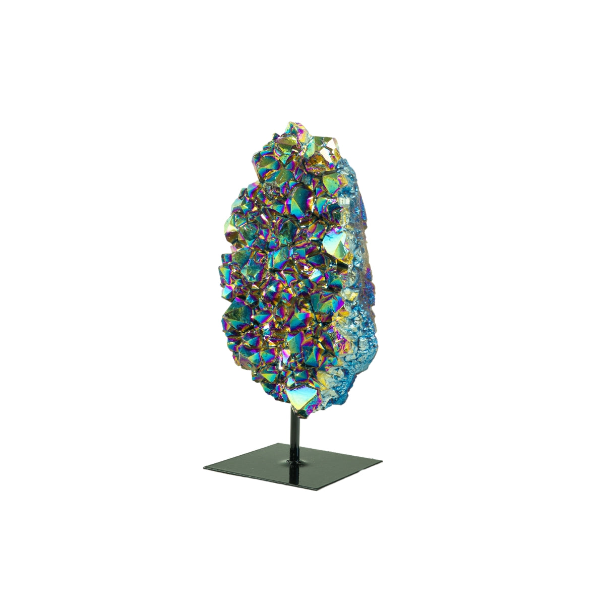 Drusa Quartzo Titânio Rainbow na Base Metal Preto 1,326 kg