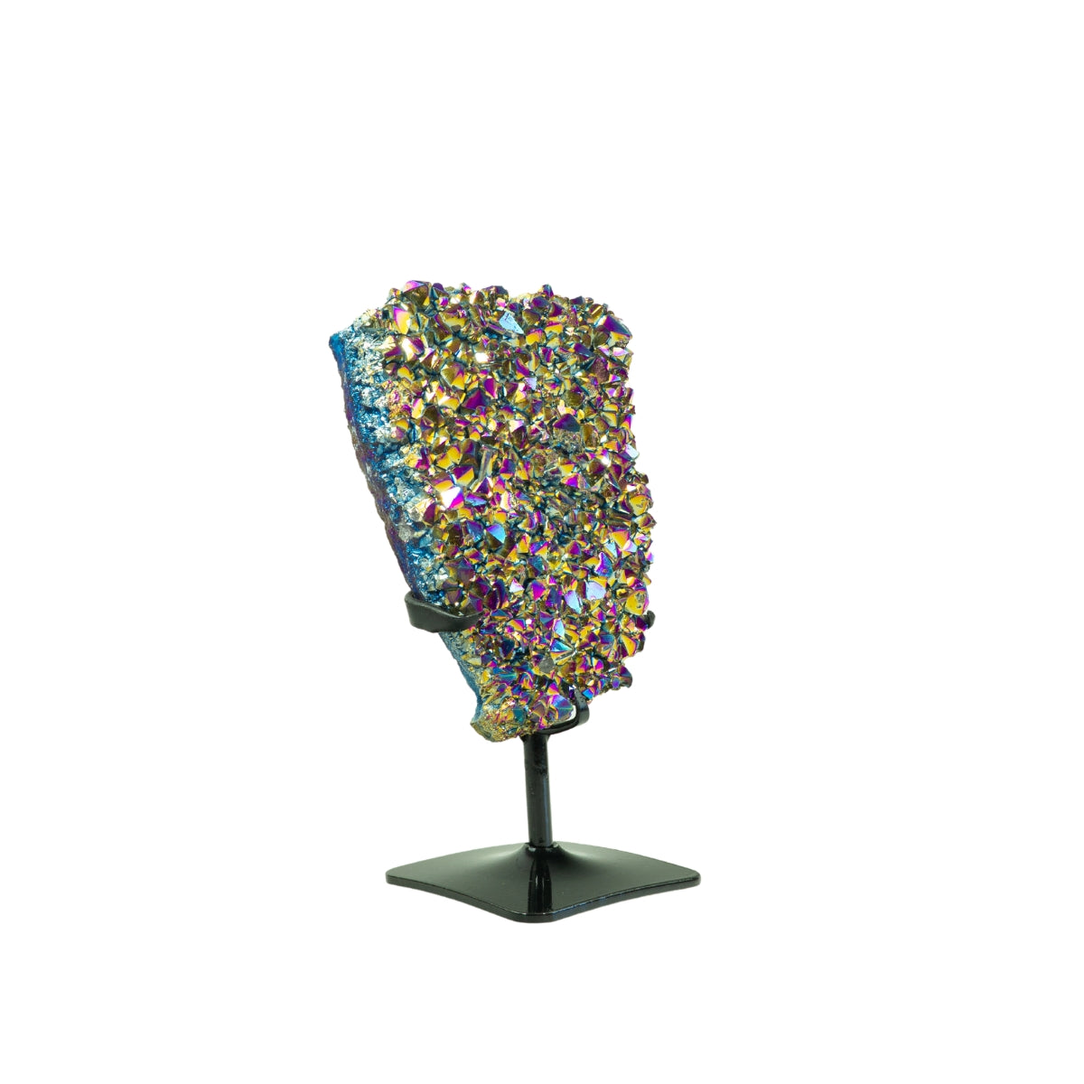 Drusa Quartzo Titânio Rainbow na Base Metal Preto 985 gramas
