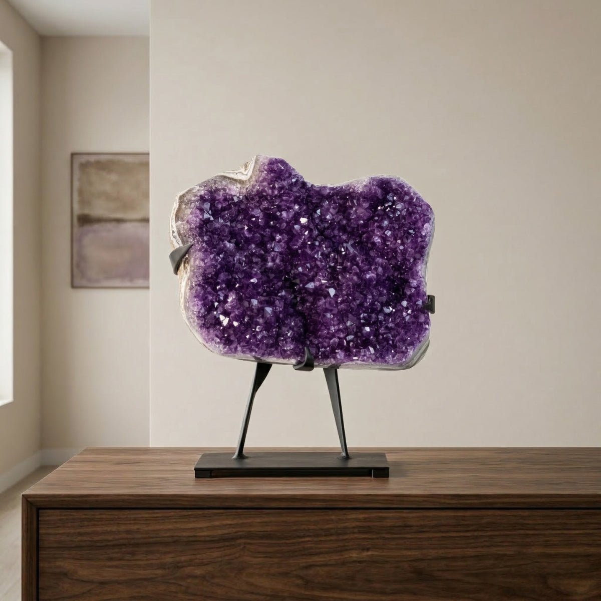 Drusa de Ametista Extra Uruguaia na Base Metal Preto 9,600 kg