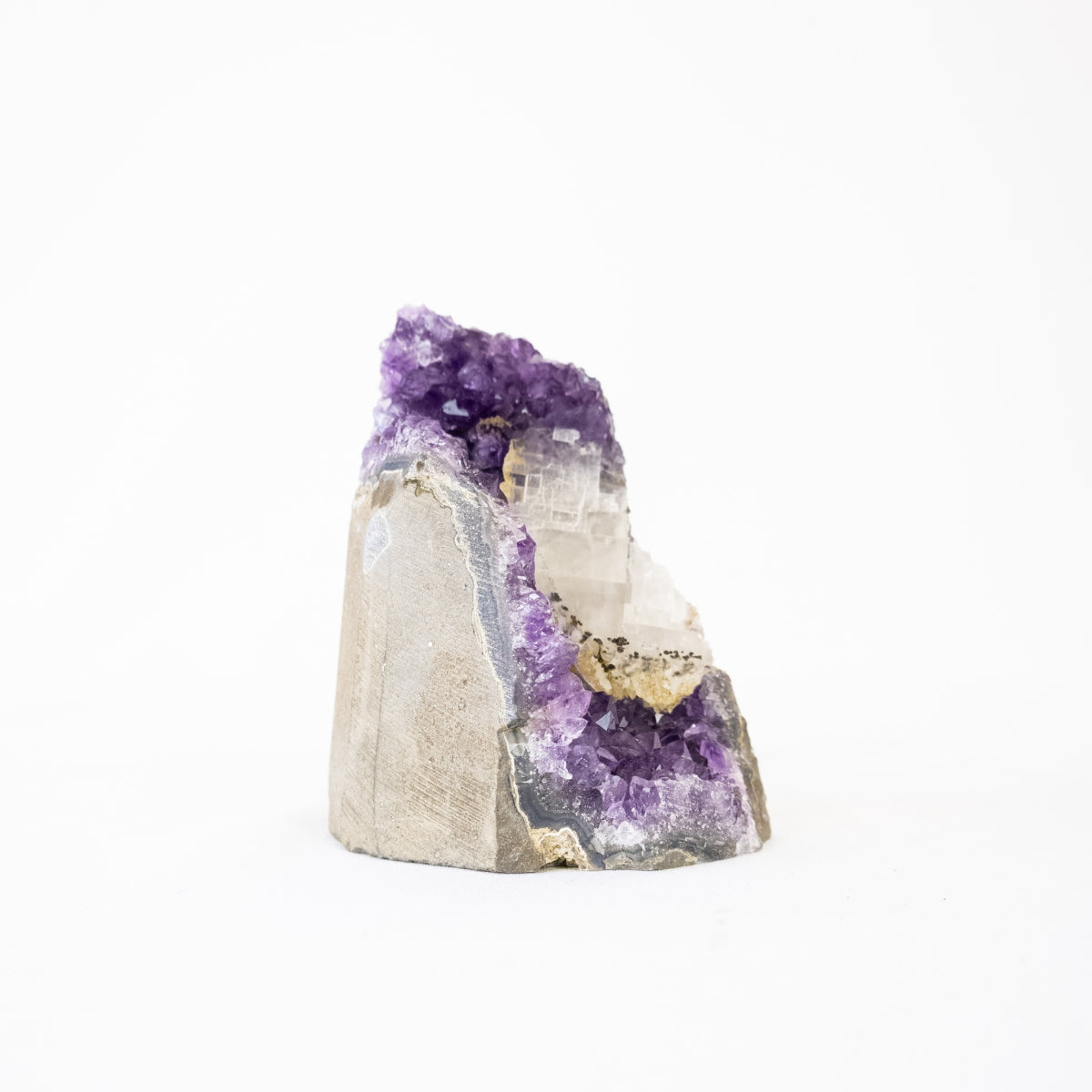 Drusa de Ametista Uruguaia Extra com Inclusão de Calcita Cristalizada 549 gramas