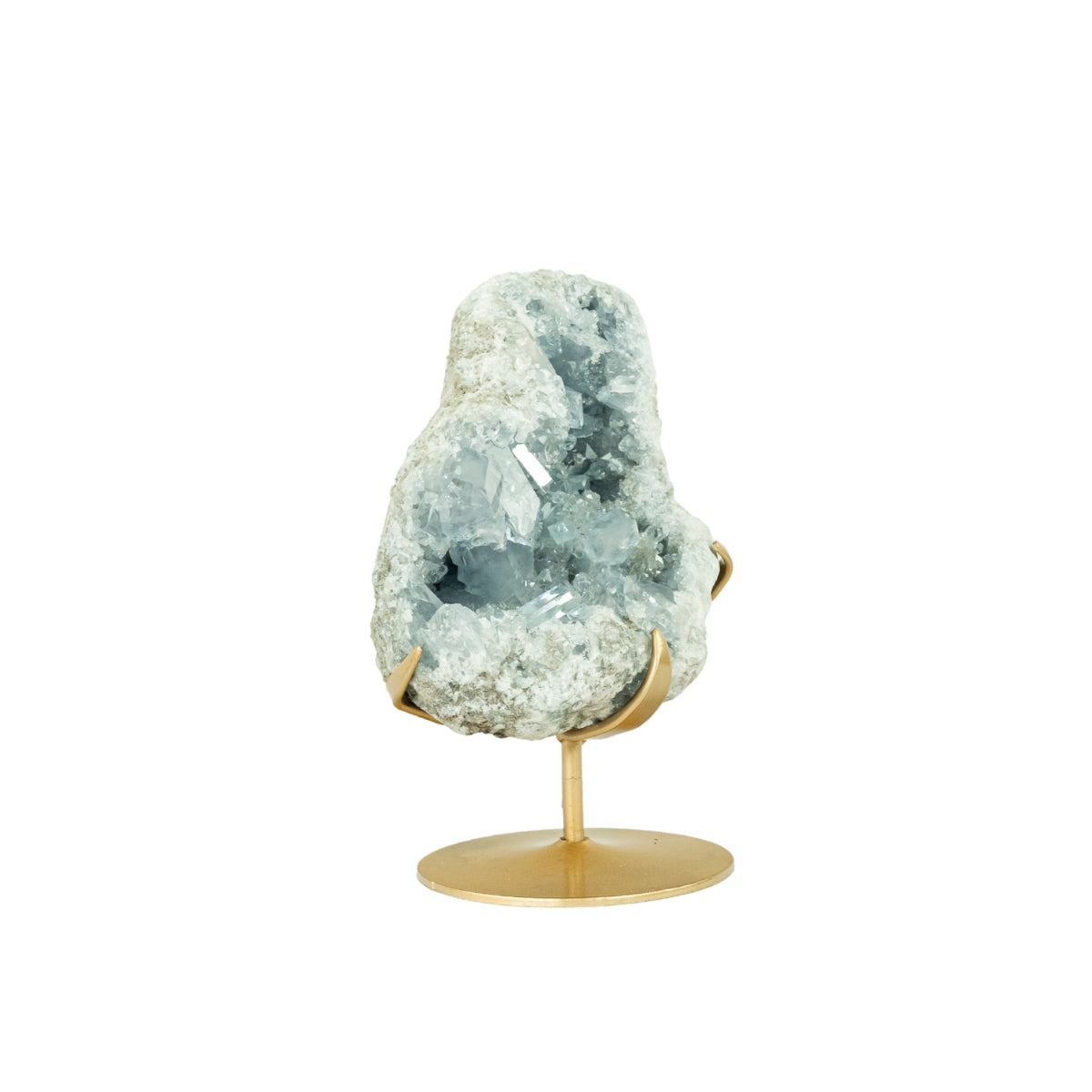 Drusa de Celestita Natural na Base Metal Dourado 4,178 kg