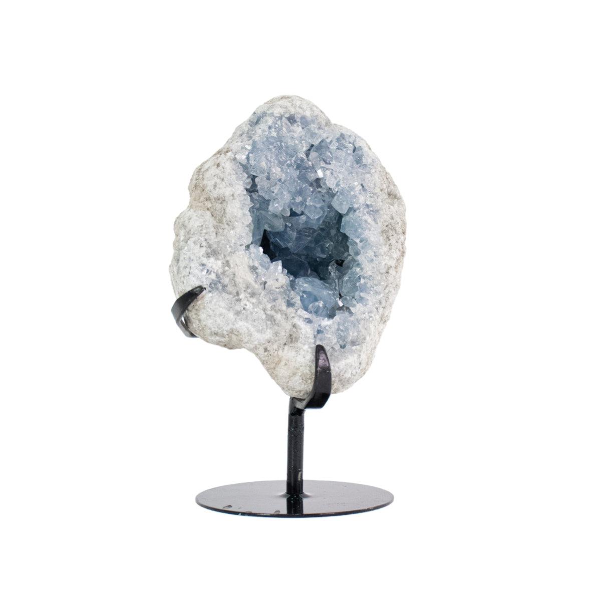 Drusa de Celestita Natural na Base Metal Preto 4,0 kg