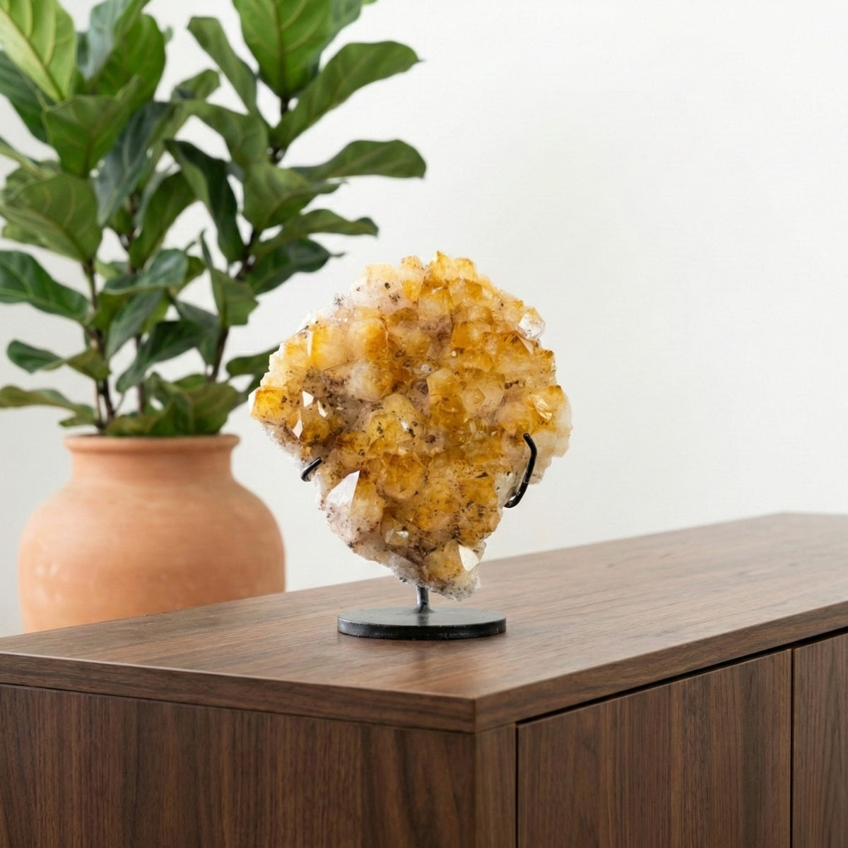 Drusa Citrino na Base Metal Preto 1,493 kg