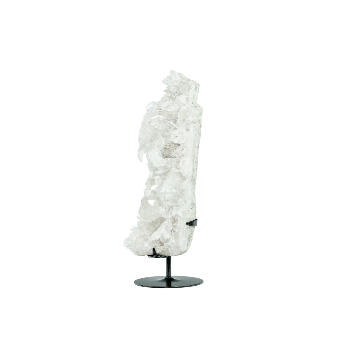 Drusa de Cristal Quartzo Lemuriano Cristalizado Extra na Base Metal Preto 4,246 kg