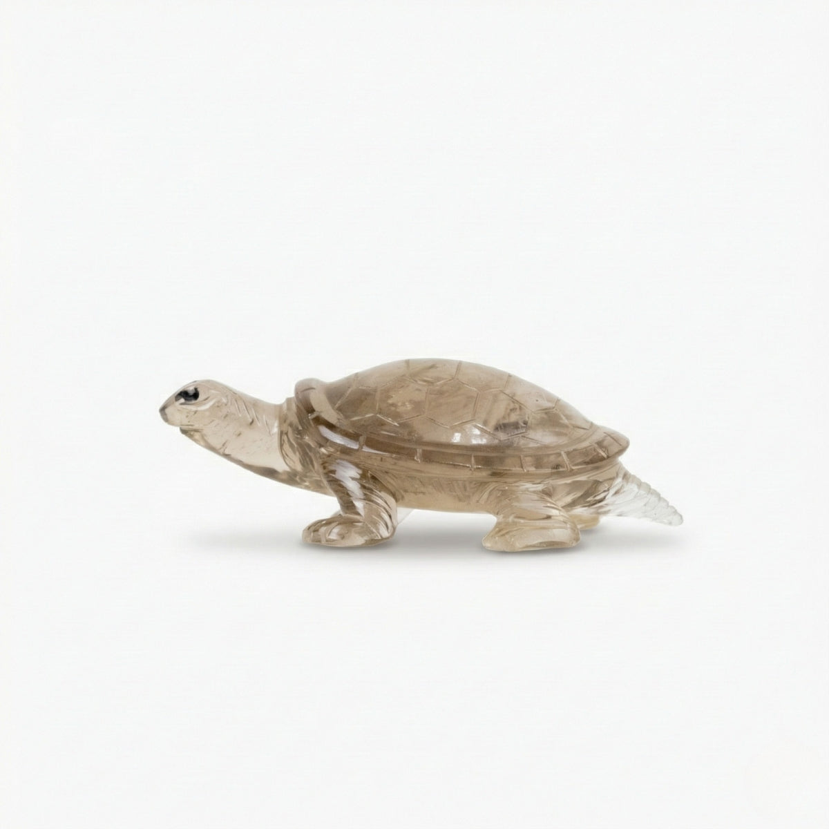 Escultura Tartaruga Esculpida em Quartzo Fumê