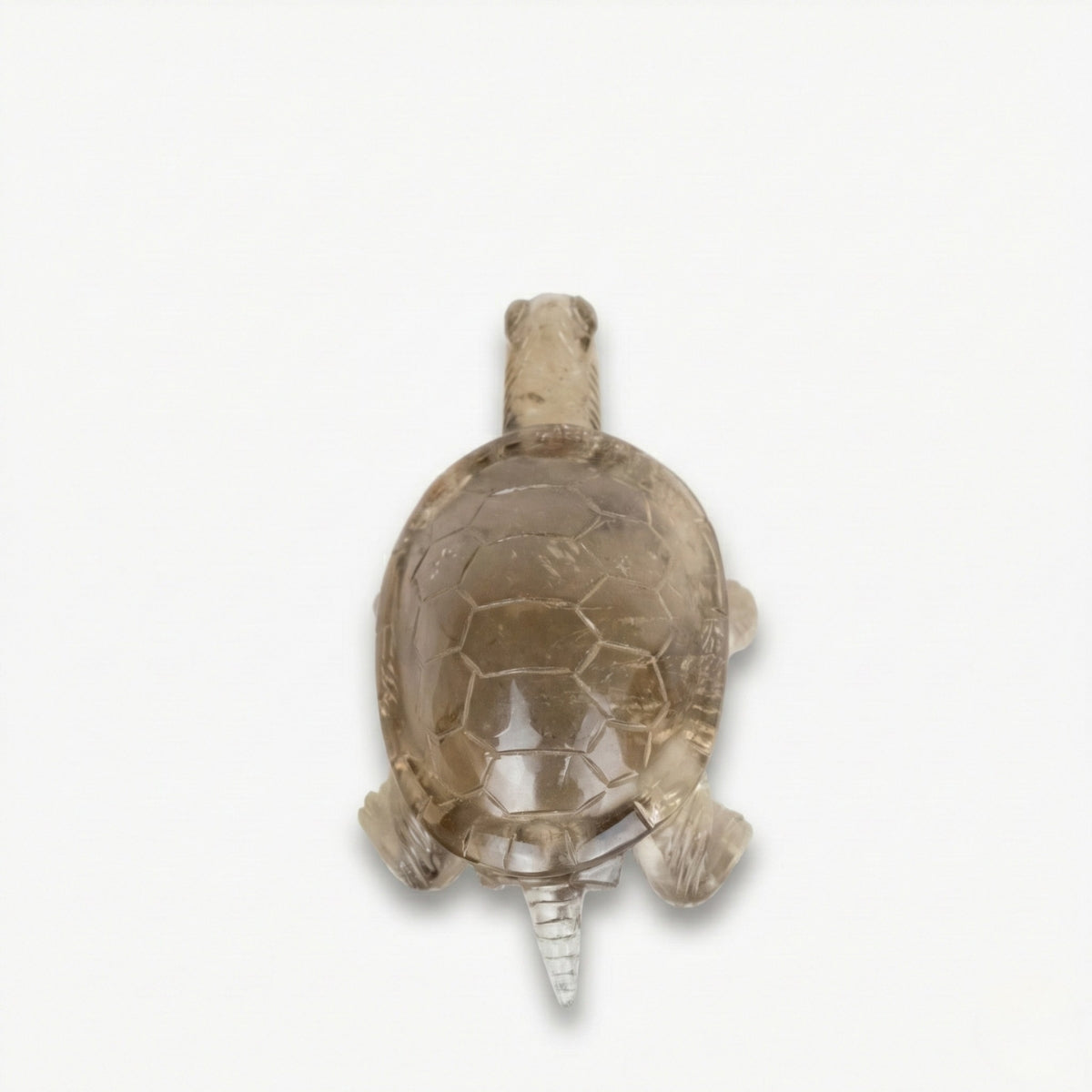 Escultura Tartaruga Esculpida em Quartzo Fumê