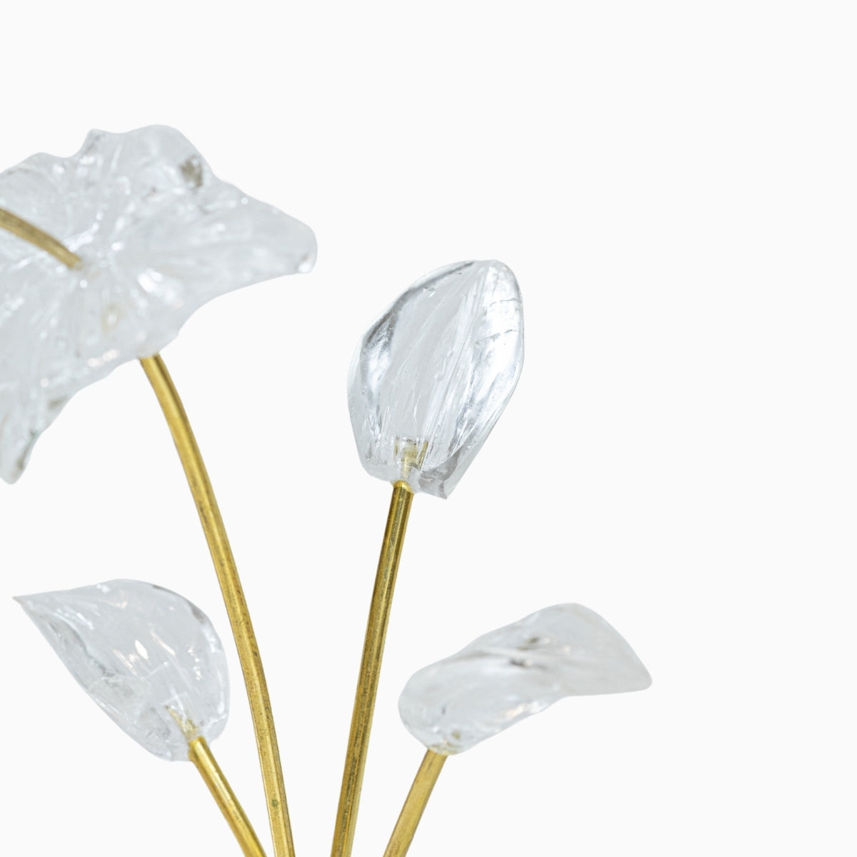 Escultura Beija-flor em Fluorita Verde Flor Lisiantos em Quartzo Cristal Base Cristal de Quartzo