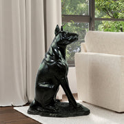 Escultura Cachorro Doberman Em Xisto de Esmeralda Grande