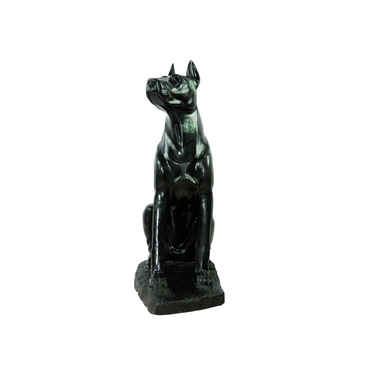 Escultura Cachorro Doberman Em Xisto de Esmeralda Grande