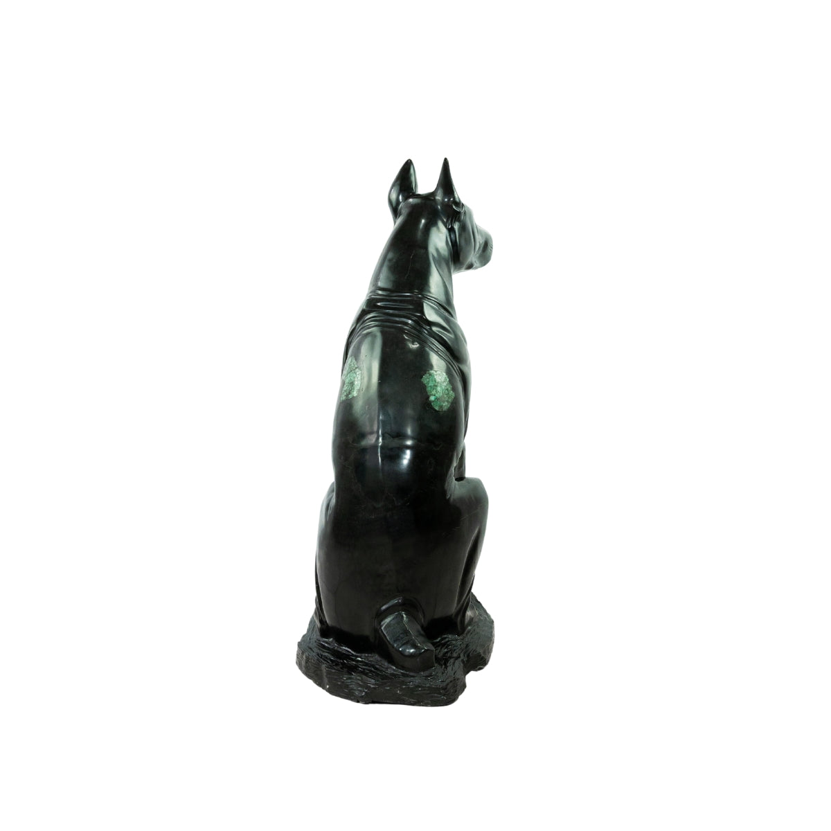 Escultura Cachorro Doberman Em Xisto de Esmeralda Grande