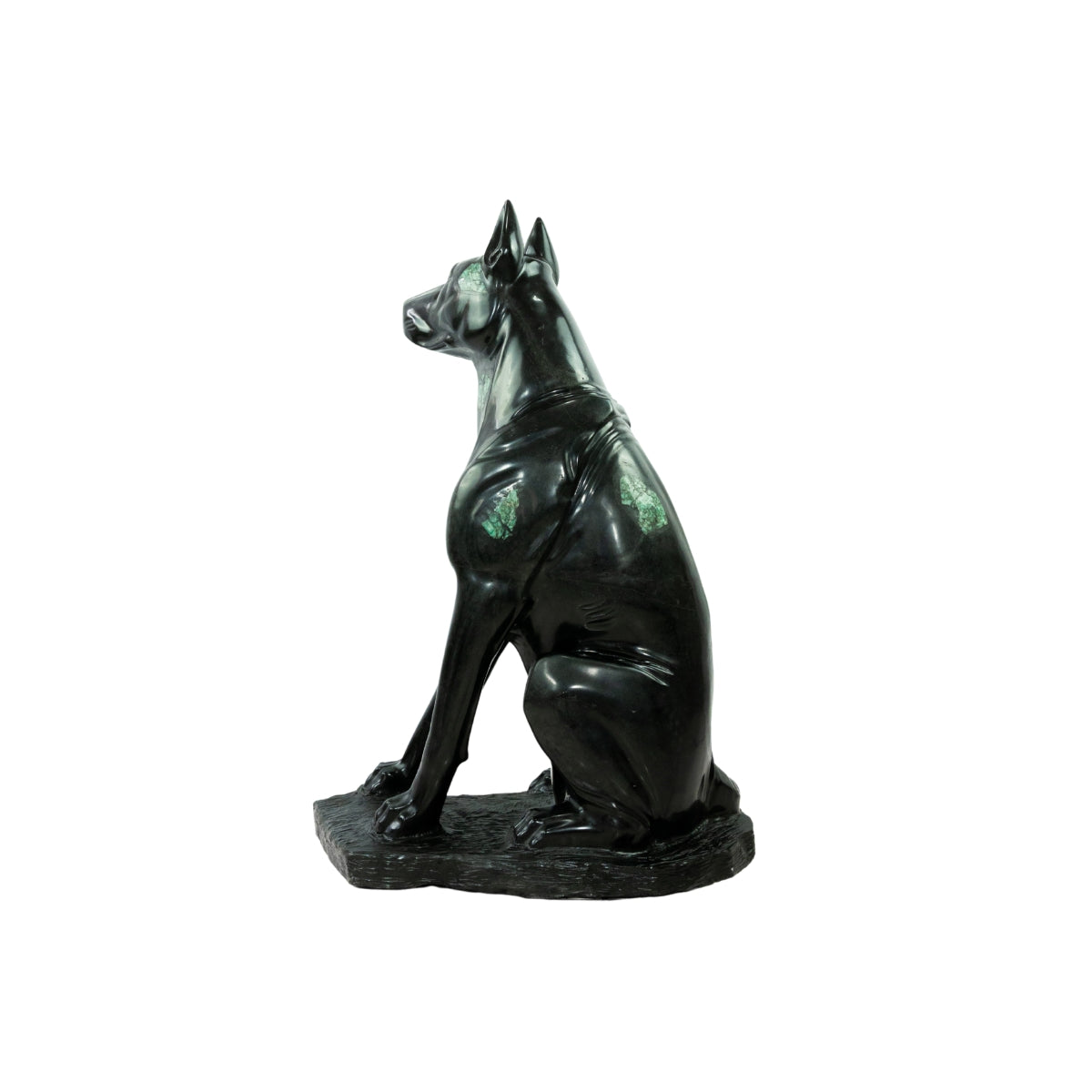 Escultura Cachorro Doberman Em Xisto de Esmeralda Grande