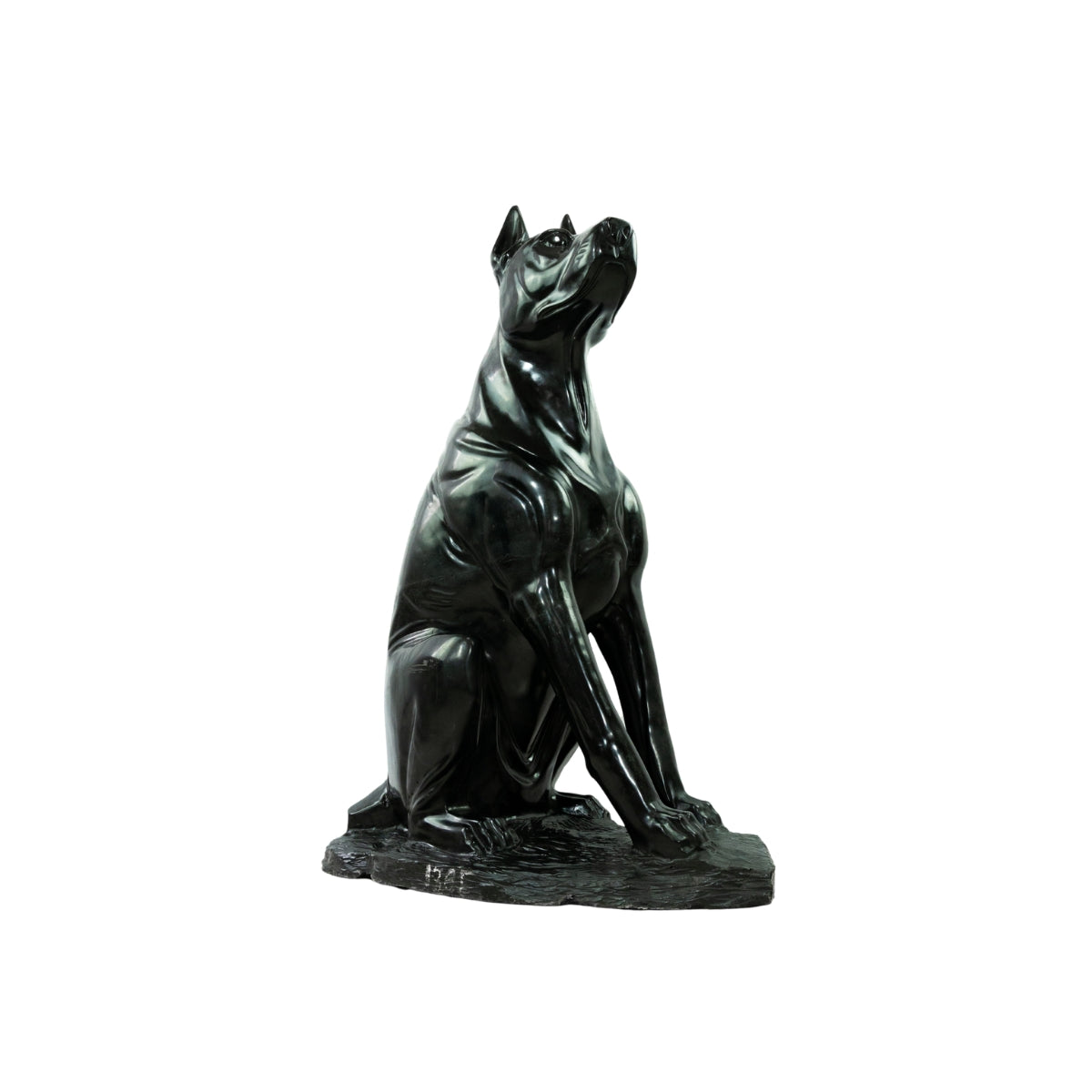 Escultura Cachorro Doberman Em Xisto de Esmeralda Grande