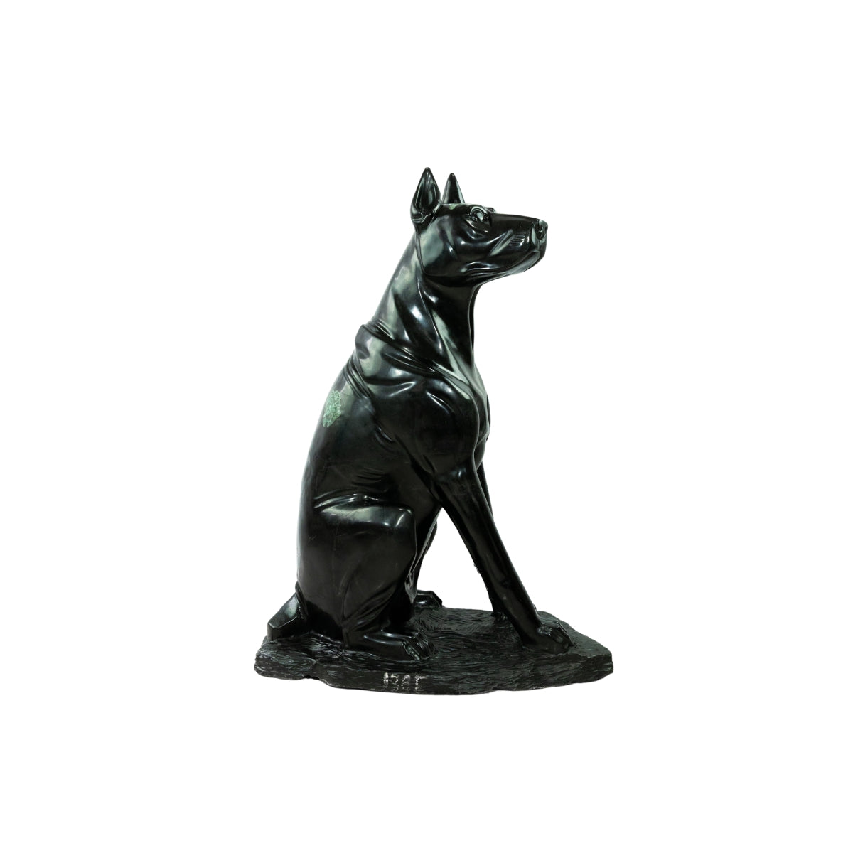 Escultura Cachorro Doberman Em Xisto de Esmeralda Grande